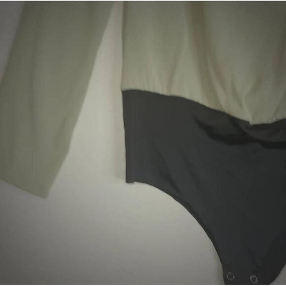 NWT L'Agence Angel Bodysuit Light Green Black Square Neck Petite Small - Picture 4 of 9